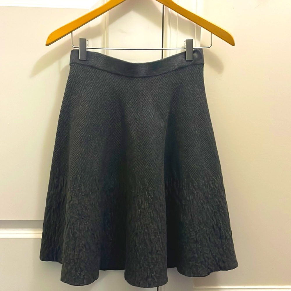 Concept by Lord and Taylor Grey Herringbone Knit Circle/Skater Skirt Size XS